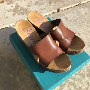 Brown Leather Wedge Sandals